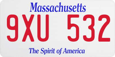 MA license plate 9XU532