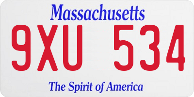 MA license plate 9XU534