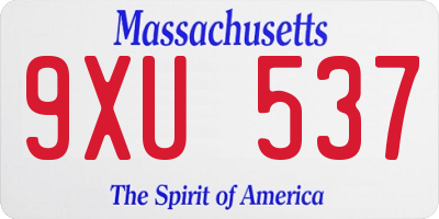 MA license plate 9XU537