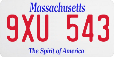MA license plate 9XU543