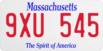 MA license plate 9XU545