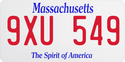 MA license plate 9XU549
