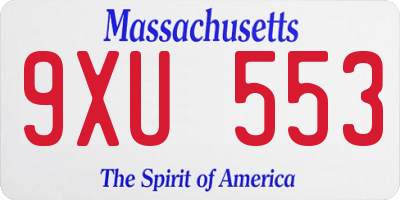 MA license plate 9XU553
