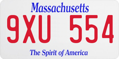 MA license plate 9XU554