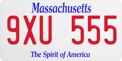 MA license plate 9XU555