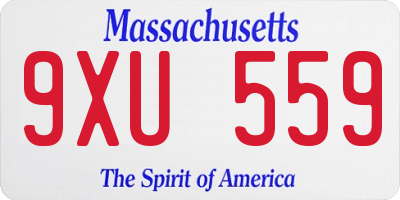 MA license plate 9XU559