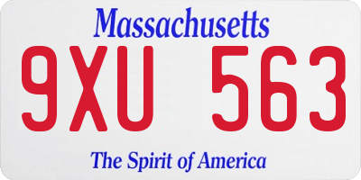 MA license plate 9XU563