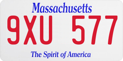 MA license plate 9XU577
