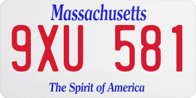 MA license plate 9XU581