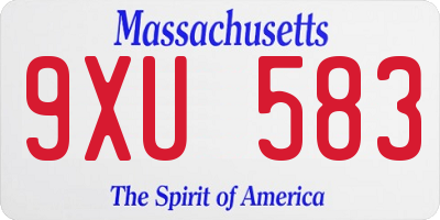 MA license plate 9XU583