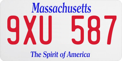 MA license plate 9XU587