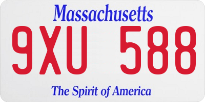 MA license plate 9XU588
