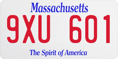 MA license plate 9XU601