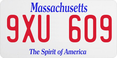MA license plate 9XU609
