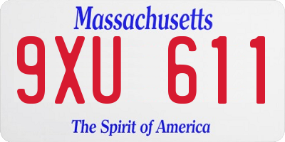 MA license plate 9XU611