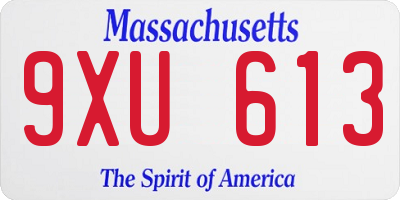 MA license plate 9XU613