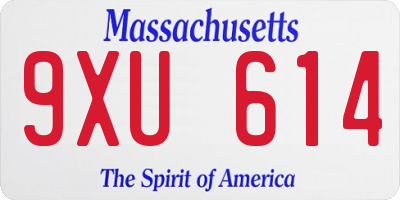 MA license plate 9XU614