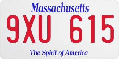 MA license plate 9XU615