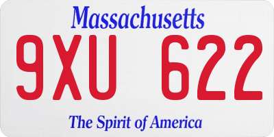 MA license plate 9XU622