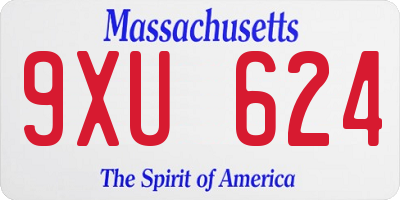 MA license plate 9XU624