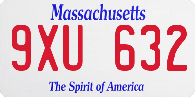 MA license plate 9XU632