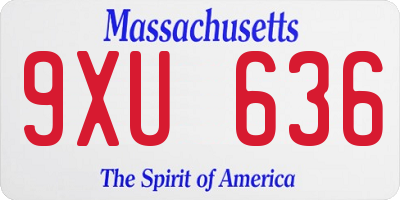 MA license plate 9XU636