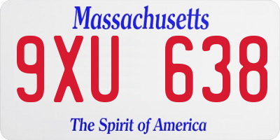 MA license plate 9XU638