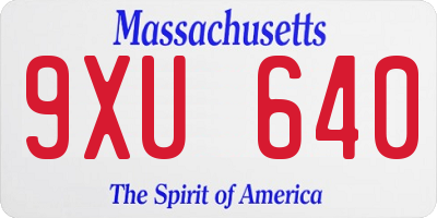 MA license plate 9XU640