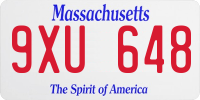 MA license plate 9XU648