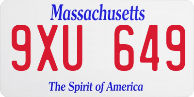 MA license plate 9XU649