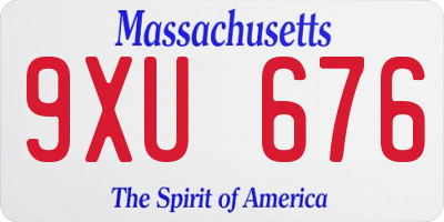 MA license plate 9XU676