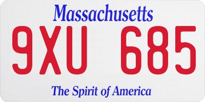 MA license plate 9XU685