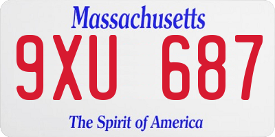 MA license plate 9XU687