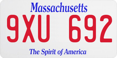 MA license plate 9XU692