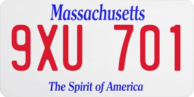 MA license plate 9XU701