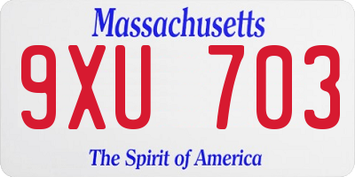 MA license plate 9XU703