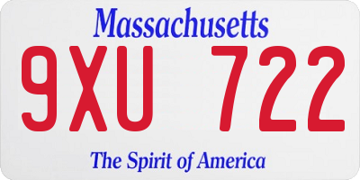 MA license plate 9XU722