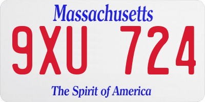 MA license plate 9XU724