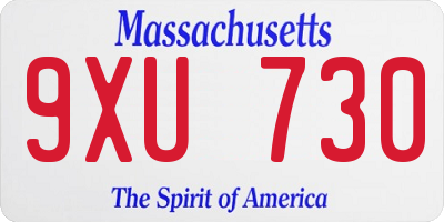 MA license plate 9XU730