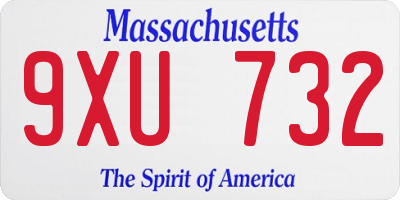 MA license plate 9XU732