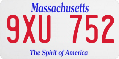MA license plate 9XU752