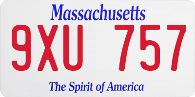 MA license plate 9XU757