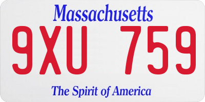 MA license plate 9XU759