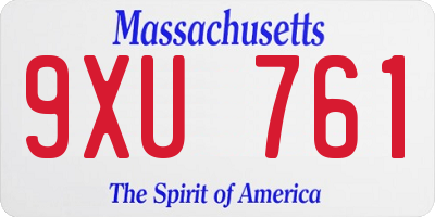 MA license plate 9XU761