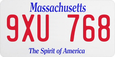 MA license plate 9XU768