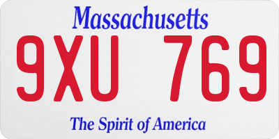MA license plate 9XU769