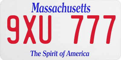 MA license plate 9XU777