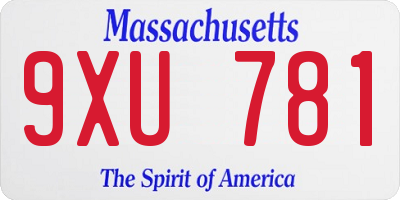 MA license plate 9XU781