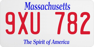 MA license plate 9XU782