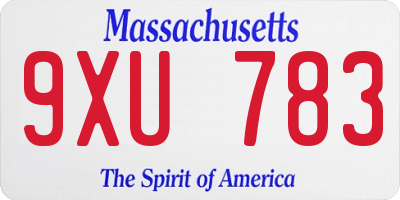 MA license plate 9XU783